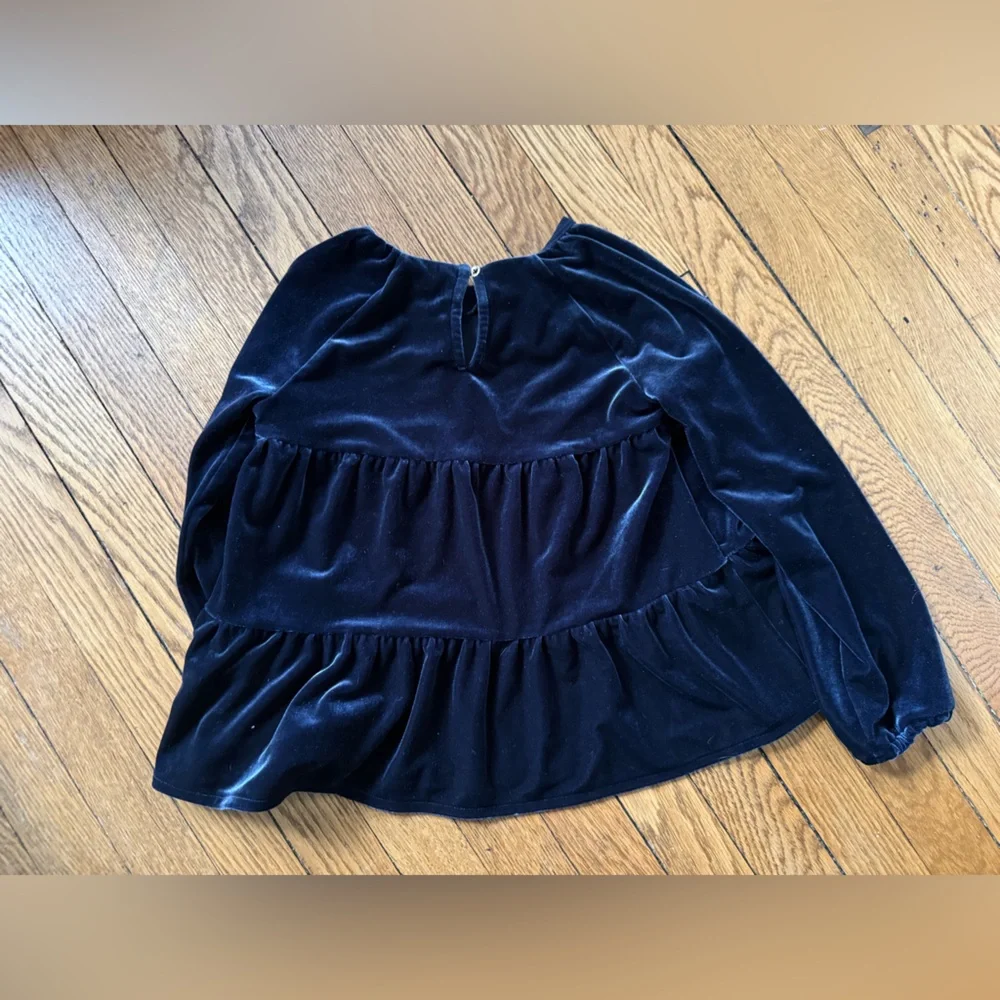 Crewcuts Midnight Blue Velvet Top - Size 6 / 7